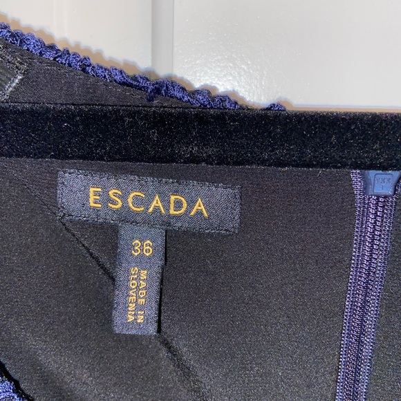 Escada Silk Textured Embroidered Runched Dress - Picture 6 of 8